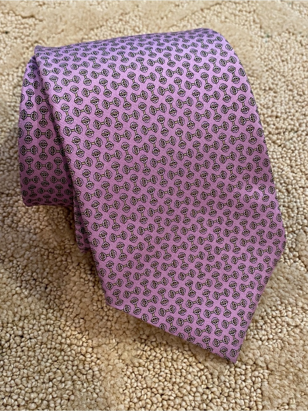 Men’s Peter Blair Purple Pink Circles Chain 100% Silk Necktie Tie Made in USA